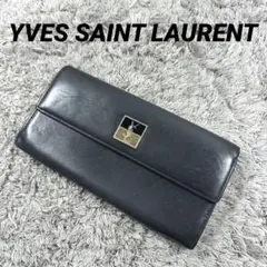 YVES SAINT LAURENT 長財布 ブラック レザー がま口