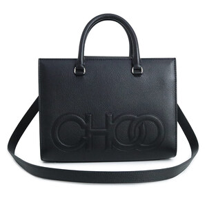 （未使用　展示品）ジミーチュウ JIMMY CHOO BOOK TOTE 2WAY ショルダー ハンドバッグ レザー ブラック 黒 シルバー金具 CHOO BOOK TOTE/S