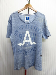 G-STAR RAW　ジースター　Tシャツ　メンズXXL　ビッグロゴTシャツ　半袖カットソー　半袖シャツ　ブルーシャツ　霜降りTシャツ　07231