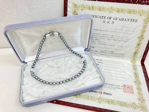 18939 ロ612-277　タサキ　パールネックレス　田崎真珠　TASAKI　シルバー刻印　ブルー グレー系　アクセサリー　中古品　★