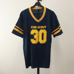 a464 90sビンテージ AUGUSTA ボーイスカウト 半袖Tシャツ■1990年代製 表記Lサイズ ネイビー CUBSCOUT アメカジ ストリート 古着 古着卸