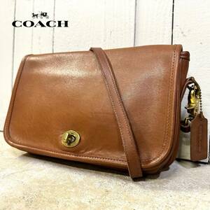 COACH コーチ 9755 オールドコーチ ショルダーバッグ 2way クラッチバッグ ターンロック グラブタンレザー 本革 チャーム付き USA製 美品