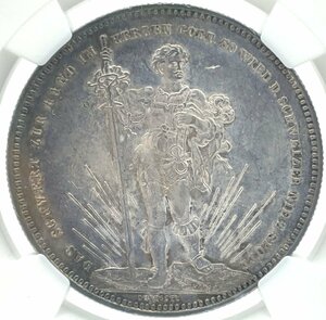 希少 1879年 5フラン銀貨 スイス射撃祭 バーゼル NGC UNC DETAILS 未使用 アンティーク　