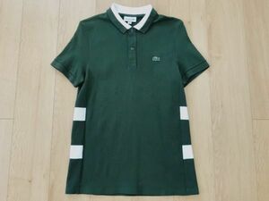 LACOSTE★鹿の子ポロシャツ★渋グリーン×白★US-S