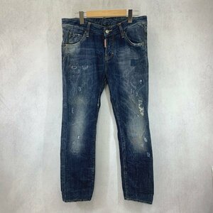 DSQUARED2 ディースクエアード S72LA0593 S30281 ダメージ加工 デニム ジーンズ 42 XS パンツ ボトムス ペンキ メンズ インディゴ ブルー