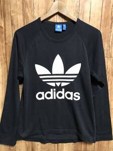 送無♪adidas アディダス♪ロングTシャツ・ブラック・S