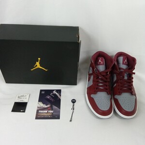 si☆1円〜美品 NIKE AIR JORDAN 1 MID TEAM RED DQ8426-615 29cm ナイキ エアジョーダン チェリーウッド