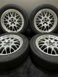 ★205/55R16 DUNLOP/EC202 19年製 スバル 純正 BBS 16インチ 6.5J +55 100 5H 夏タイヤ 4本 インプレッサ レガシィ (南5-G611)