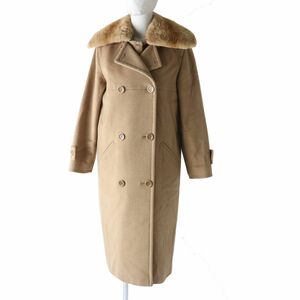 美品◎正規品 白タグ イタリア製 MaxMara マックスマーラ レディース 襟ミンク 中綿ライナー付き キャメル100％ ロングコート キャメル 40