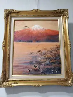 油絵　静かな夕暮れ　額付き