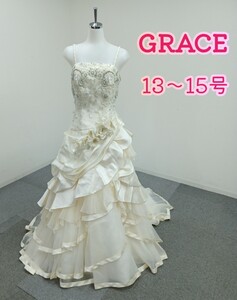 岩ド44)ウェディングドレス カラードレス GRACE オフホワイト 13～15号 結婚式 衣装 撮影 記念写真 パーティー ドレス 231115