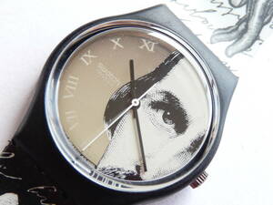 未使用電池交換済 美品 スウォッチ レギュラーモデル Swatch 1992年モデル GLANCE 品番GB149 Piero Fornasetti ピエロ フォルナセッティ