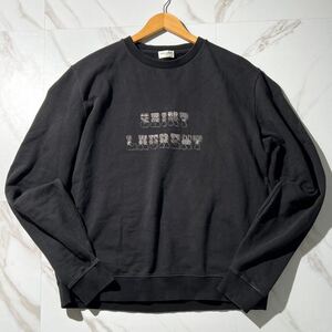 美品!!!XXL サンローラン SAINT LAURENT ロゴトレーナー スウェット クルーネック 2018 ブラック 黒 コットン プルオーバー 大きいサイズ