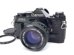 ほぼ美品 動作確認済 キャノン Canon AE-1 Program 黒 フィルムカメラ + New FD 50mm F1.4 レンズ 露出計稼働 シャッター鳴き無し 変速OK