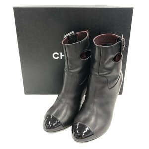 CHANEL シャネル ショートブーツ ブラック 34 1/2 【CKAS9020】