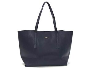 1円 ■美品■ FURLA フルラ パラダイス レザー トートバッグ ショルダーバッグ 肩掛け レディース ネイビー系 BI9129