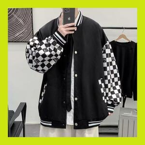 【新品】アウター　スタジャン　長袖　黒　袖がおしゃれ　韓国　ストリート　L 春服