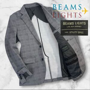 定価約4万 新品同様 BEAMS LIGHTS ビームス ライツ 2Bトラベルジャケット サイズM グレー グレンチェック柄 UTILITY SPEC テーラード A2913