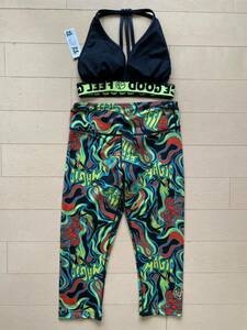 ZUMBA Feel Good Perfect Capri Leggings ズンバウェア　7部丈　レギンス&トップスセット　ブラック×グリーン　黒