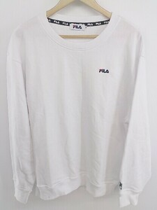 ◇ FILA フィラ ワンポイントロゴ 長袖 スウェット シャツ カットソー サイズLL ホワイト系 メンズ E