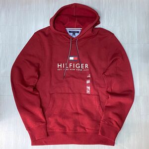 USA限定 【M】 TOMMY HILFIGERトミーヒルフィガー Core Besic プルオーバーパーカー 裏起毛 フラッグロゴ バーガンディ USA正規品