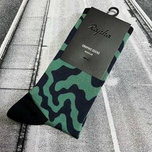 新品 Rapha Graphic Socks Mサイズ (JP 26-27cm) ダークグリーン/ダークネイビー ラファ グラフィック ソックス