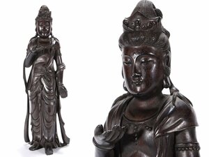 ■大成美術■仏教古美術 珍木紫檀彫刻 観音立像 仏像 （検） 清代 唐物 中国美術 骨董 古玩 517