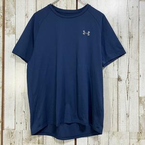 ☆UNDER ARMOR アンダーアーマー☆Tシャツ ネイビー L ブランドロゴ プリント 半袖 [送料無料☆匿名配送]w2972