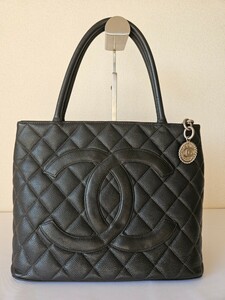 A99 美品　CHANEL シャネル キャビアスキン 復刻トート トートバッグ ハンドバッグ マトラッセ ココマーク ブラック1円スタート