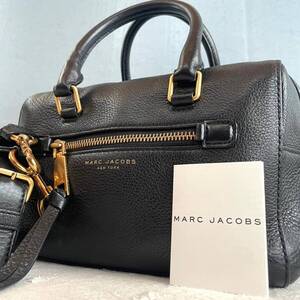 【美品】 マークジェイコブス MARC JACOBS 2way ボストンバッグ トート ハンド ショルダー ボディ レザー 黒 斜め掛け 保存袋付き ビジネス