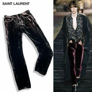 30 国内正規品 Saint Laurent Paris サンローランパリ 601478 20SS ベルベットスキニーパンツ ベロア ベルベット ストレート pants 29