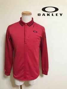 【美品】 OAKLEY GOLF オークリー ゴルフ ウェア トップス レッド ポロシャツ サイズM 長袖 赤 434090JP