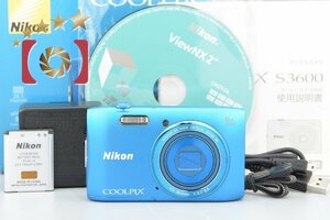 【中古】Nikon ニコン COOLPIX S3600 ブルー コンパクトデジタルカメラ 元箱付き