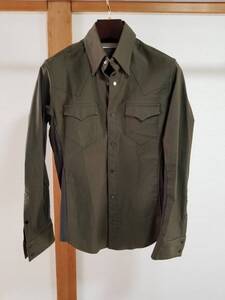 junhashimoto　SIDE　RIB　WESTERN SHIRT　サイドリブウエスタンシャツ　ストレッチ　オリーブ　サイズ　3　【M】