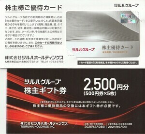 ツルハホールディングス 株主優待カード 1枚　株主ギフト券2500円分(500円券×5枚)