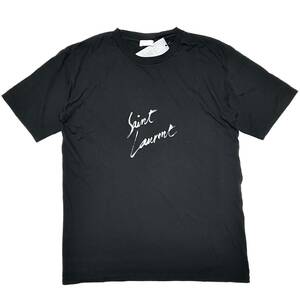 L 新品 サンローラン 正規 Saint Laurent 手書き風 ハンドライト ロゴ Tシャツ ブラック 半袖 TEE YSL イブサンローラン 黒 ロゴT SL