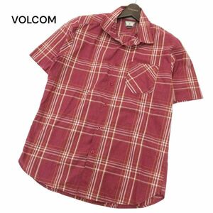 VOLCOM ボルコム 春夏 CLASSIC FIT ロゴ刺繍★ 半袖 チェック シャツ Sz.M　メンズ　C4T04599_5#A