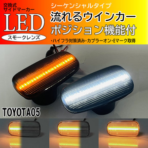 ☆ トヨタ 05 シーケンシャル ポジション付 流れる ウインカー LED サイドマーカー スモーク クルーガー V L MCU20W ACU25W ハイブリッド