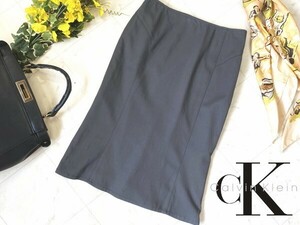 e132★ ck カルバンクライン Calvin Klein グレー系 タイトスカート 膝丈 レディース ボトムス オフィススタイル きれいめスタイル