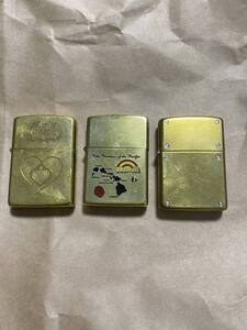 本体のみ　1989年製　数字記載ダブルイヤー　1932-1989　ブラス　ハワイなど　3点セット　ZIPPO　USED