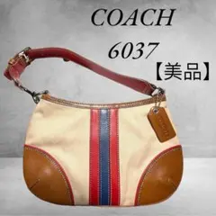 【美品】COACH コーチ 6037 キャンバス×レザー ワンショルダーバッグ