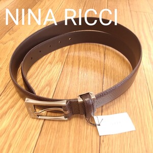 《新品》NINA RICCI ニナリッチ、高級ベルト、ブラウン③ CH