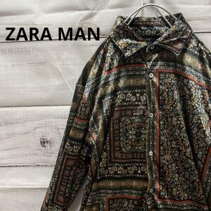 ZARA MAN 総柄ベロアシャツ 花柄 お洒落 入手困難