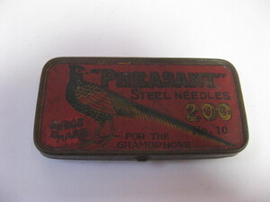 買い出し屋！蓄音機の針缶【”PHEASANT”STEEL NEEDLES 200 キジの図 POR THE NO.10 GRAMOPHONE. 】針入り★昭和レトロ★当時物★★