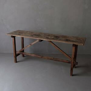 03047 杉材＋ラワン材 古い長机 / 作業台 カウンター テーブル 古家具 アンティーク