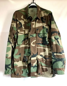 vintage 80s USMC ウッドランドカモSファティーグジャケット迷彩BDU JK実物軍放出　検）リアルマッコイズ ロスコ USNポインター カモ