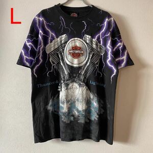 古着 90s Harley Davidson Thunder & lightning Tee L ハーレー ダビッドソン サンダー ライトニング Tシャツ Band Rap バンドT ラップT