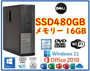 ★送料無料★スリムPC★超高速 i5-4570/SSD480GB/メモリ16GB/Wi-Fi/Win11/Office2019/USB3.0/DELL OPTIPLEX3020