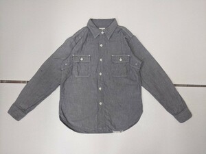 12．日本製 PHERROW’S SHIRT フェローズ コットンリネン 長袖シャツ ワークシャツ メンズL グレーx709