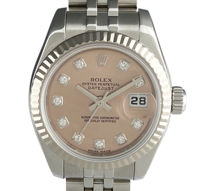 ロレックス ROLEX デイトジャスト 10Pダイヤ 79174G 腕時計 SS WG ダイヤモンド 自動巻き ピンク レディース 【中古】